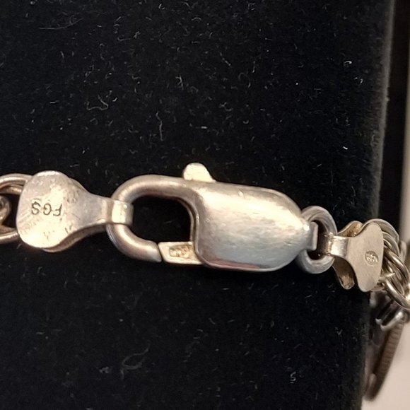 Mercury Dime .925 triple chain charm bracelet - Picture 8 of 8